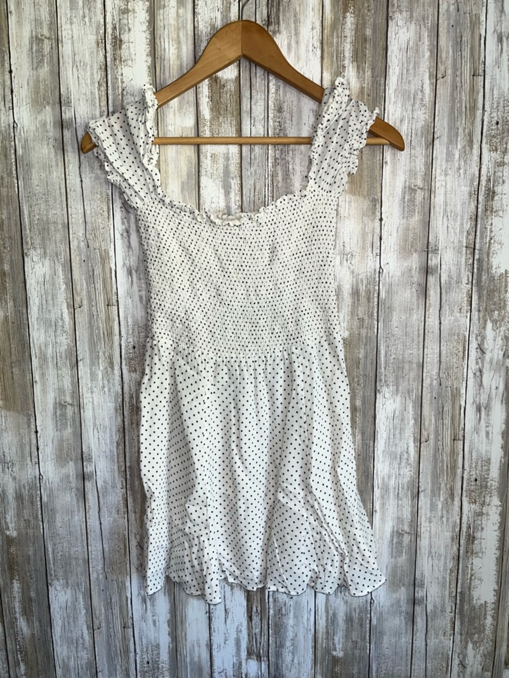 Reformation Juliette Style Polka Dot Mini Dress Smocked Puff Sleeve White S - Picture 2 of 8